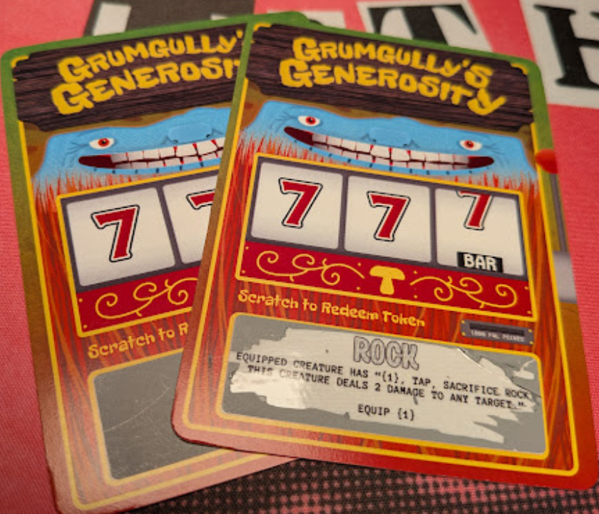 Photo of finished card & scratched token